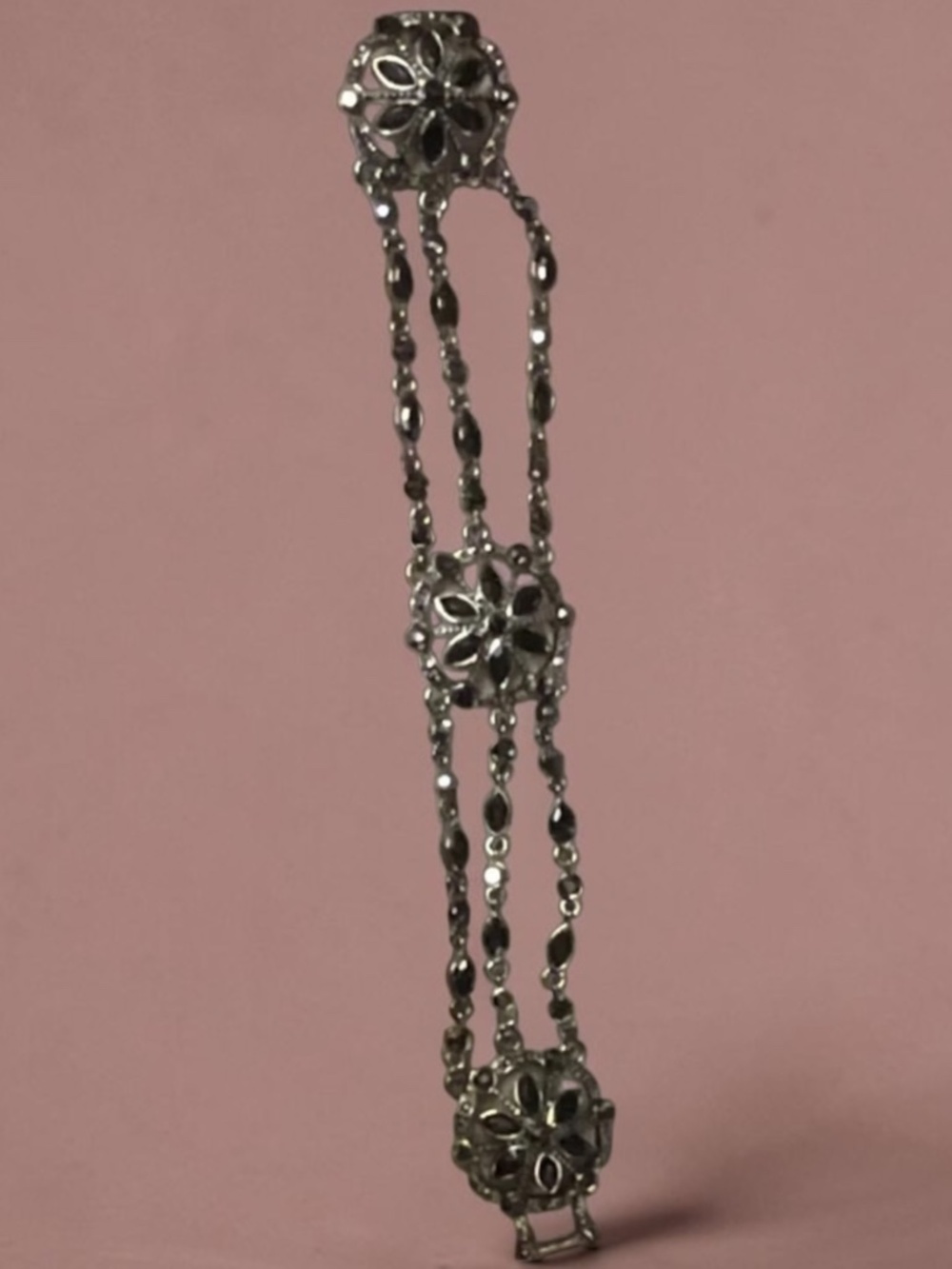 Vintage Black Onyx andMarcasite Bracelet .